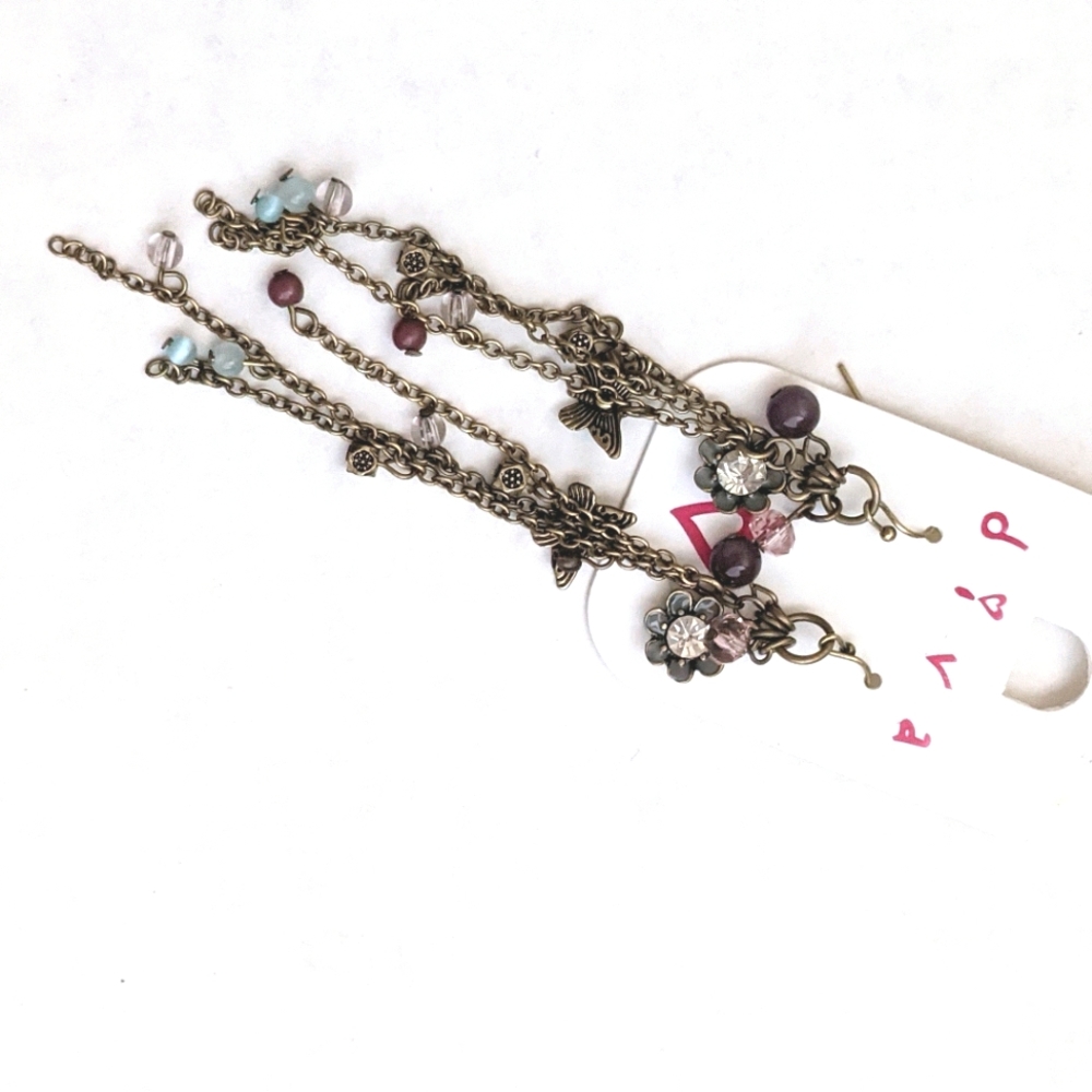 Vintage chain beaded long earrings